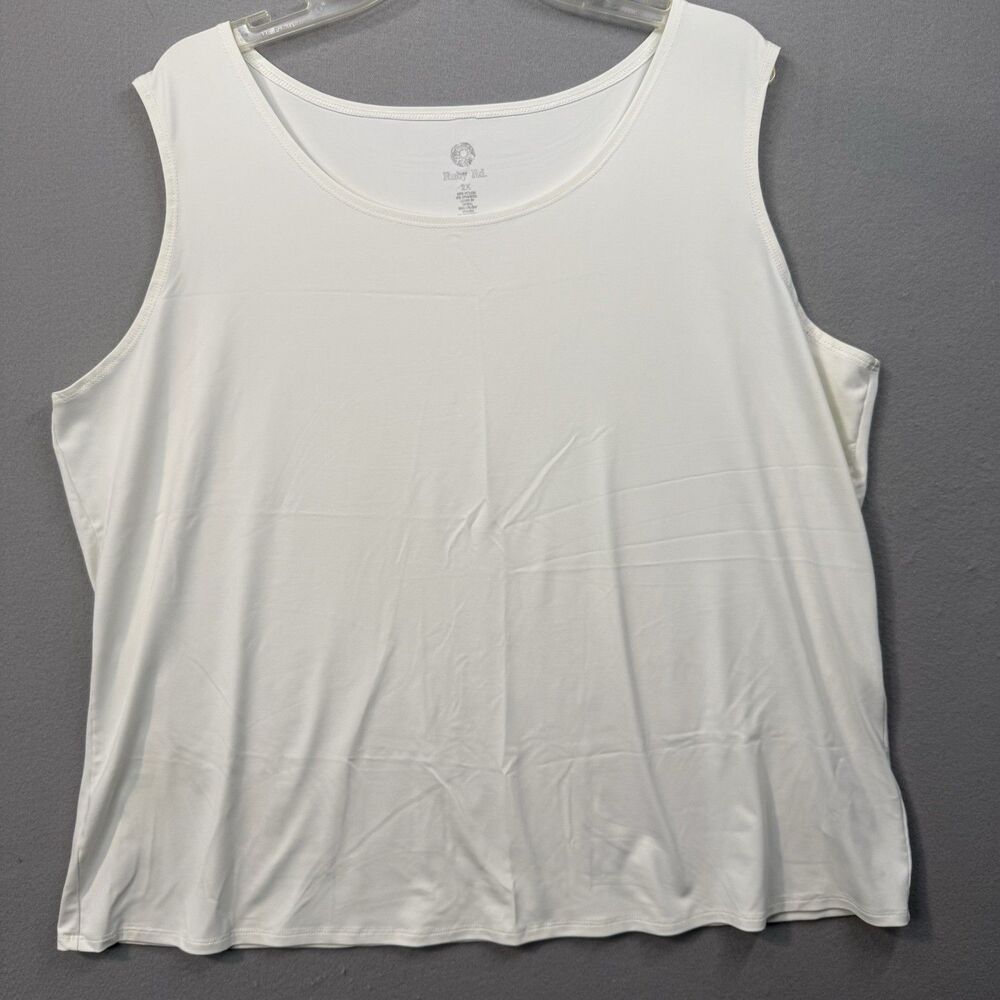 Ruby Rd Women Plus Size 2X White Tank Top Sleeveless Scoop Neck Knit Shell Layer
